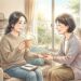介護の悩みを人に話して気持ちが軽くなる場面